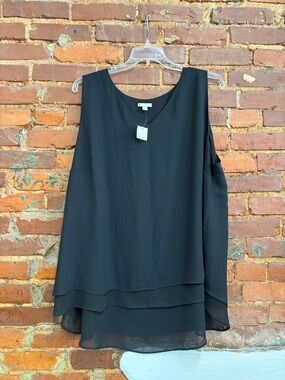 Cato Plus Size Chiffon Layered Black Sleeveless Top NWT Size 26/28W NWT